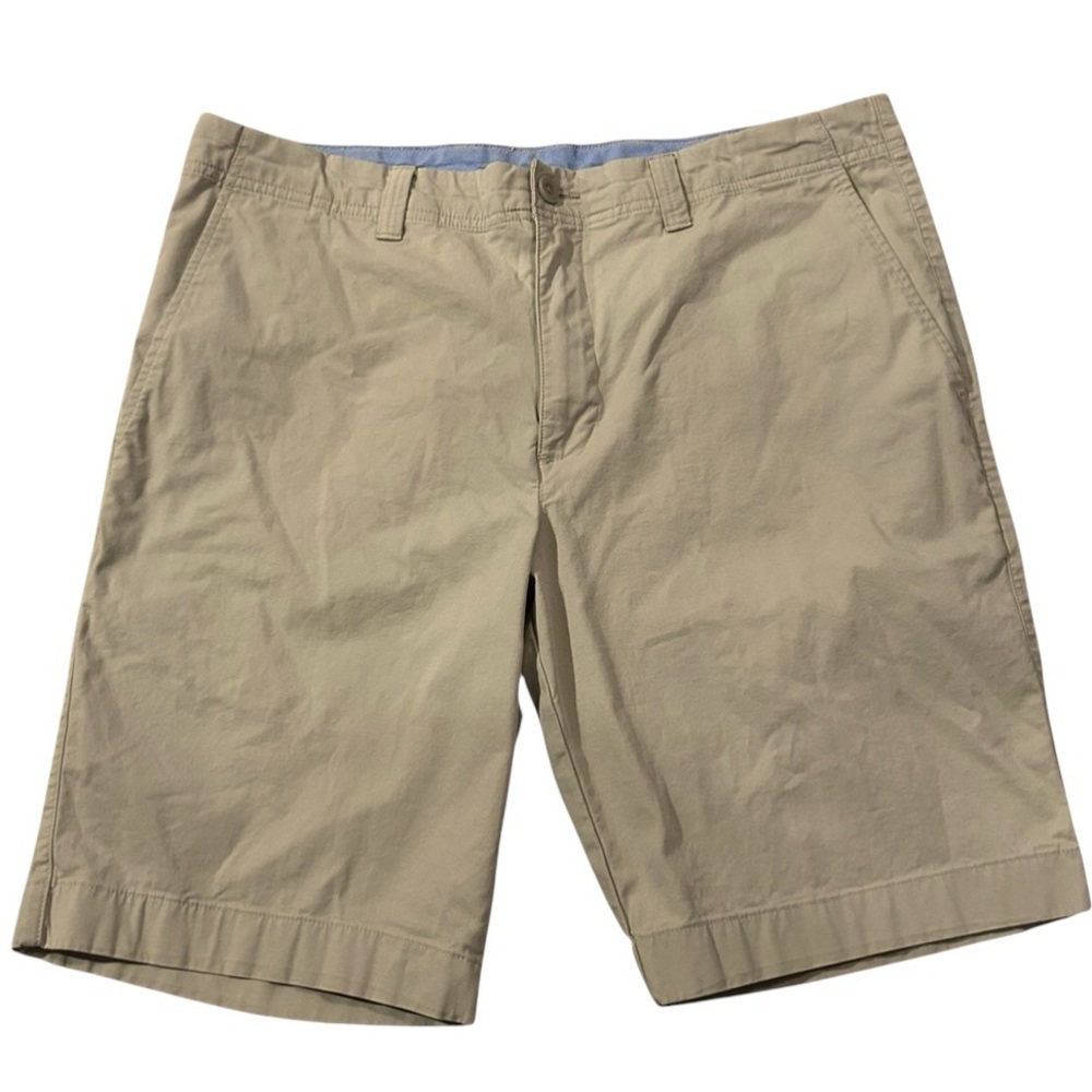 Rowm Men's Flat‎ Front Chino Shorts Size 38 Khaki 10” Seam